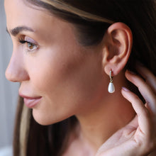 Load image into Gallery viewer, Luxe Pearl Huggie Hoops with Sparkling CZ Diamonds