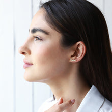 Load image into Gallery viewer, Personalized Silver and Gold Name Stud Earrings