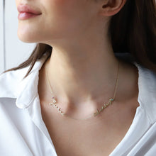 Load image into Gallery viewer, Personalized Two Name Necklace - Gold, Silver, or Rose Gold with Diamonds &amp; Birthstones | Meaningful Jewelry