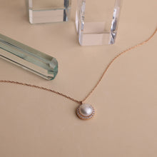 Load image into Gallery viewer, Radiant Pearl &amp; Diamond Necklace - Dainty Freshwater Beauty