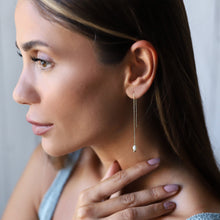Load image into Gallery viewer, Elegant Pearl Dangle Bridal Earrings | Freshwater Long Chain Design