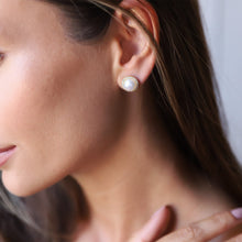 Load image into Gallery viewer, Elegant Sparkle Pave Earrings - Stunning Silver Pearl &amp; Cubic Zirconia Studs