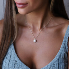Load image into Gallery viewer, Radiant Pearl &amp; Diamond Necklace - Dainty Freshwater Beauty
