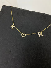 Load image into Gallery viewer, Dainty Initial Pave Necklace with Diamond Heart