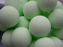 Load image into Gallery viewer, 14 bath bombs in Coconut, Lime, Verbena, gift bag bath fizzies, great for dry skin, shea, cocoa, 7 ultra rich oils
