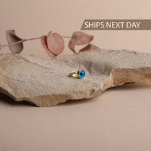 Load image into Gallery viewer, Gold Minimalist Evil Eye Stud Earrings – Dazzling Protection &amp; Stylish Charm