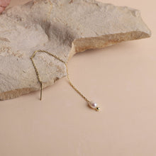 Load image into Gallery viewer, Elegant Pearl Dangle Bridal Earrings | Freshwater Long Chain Design