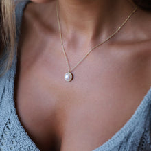 Load image into Gallery viewer, Radiant Pearl &amp; Diamond Necklace - Dainty Freshwater Beauty