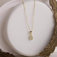 Load image into Gallery viewer, Hamsa Charm Necklace - 14K Gold Hand of Fatima with Pave CZ Diamonds, Dainty Layered Protection Jewelry