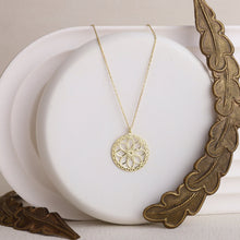 Load image into Gallery viewer, Mandala Necklace - Gold Sacred Geometry Seed of Life - Spiritual Jewelry for Yoga Lovers in Sterling Silver, Rose, and Gold