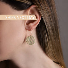 Load image into Gallery viewer, Radiant Flower of Life Earrings: Exquisite Gold, Rose, and Sterling Silver Design