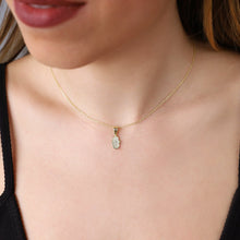 Load image into Gallery viewer, Hamsa Charm Necklace - 14K Gold Hand of Fatima with Pave CZ Diamonds, Dainty Layered Protection Jewelry