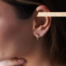 Load image into Gallery viewer, Twisted Silver Hoop Earrings - Dainty Handmade Jewelry