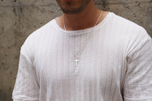 Load image into Gallery viewer, Sterling Silver Cross Pendant Necklace for Men with Curb Chain - Perfect Gift for Boyfriends, Groomsmen &amp; Best Men