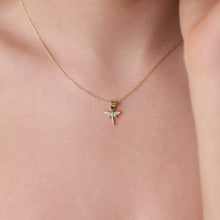 Load image into Gallery viewer, Dainty Gold Dragonfly Necklace | Minimalist 14K CZ Pendant | Elegant Gift for Her