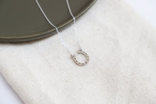Load image into Gallery viewer, Lucky Charm Tiny Horseshoe Necklace | Silver Good Luck Pendant | Perfect Gift for Inspiration &amp; Positivity