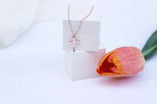 Load image into Gallery viewer, Gleam &amp; Grace Custom Gold Cross Necklace - Dainty 14Kt Gold Filled Design for Meaningful Gifts