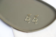 Load image into Gallery viewer, Gleaming Gold Dangle Earrings with Enchanting Mushroom Design