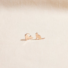 Load image into Gallery viewer, Pawfectly Crafted Sterling Silver Cat Stud Earrings