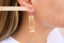 Load image into Gallery viewer, Sunshine Co. Sunrise Wave Dangle Earrings - Gold Boho Rectangle Drops for Women