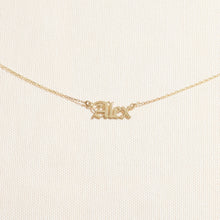 Load image into Gallery viewer, Custom Old English Name Necklace in Silver, Gold, and Rose