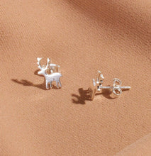 Load image into Gallery viewer, Deerly Loved Sterling Silver Stud Earrings – Festive Reindeer Charm