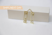 Load image into Gallery viewer, Sunshine Co. Sunrise Wave Dangle Earrings - Gold Boho Rectangle Drops for Women