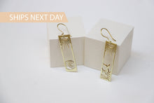 Load image into Gallery viewer, Sunshine Co. Sunrise Wave Dangle Earrings - Gold Boho Rectangle Drops for Women