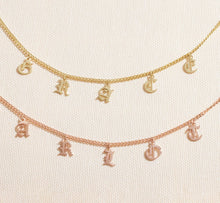 Load image into Gallery viewer, Personalized Name Necklace - Dangle Gothic Old English Design