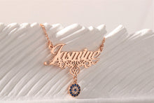 Load image into Gallery viewer, SilverGoldandRose Personalized Evil Eye Necklace with Custom Birthstones in Gold or Silver