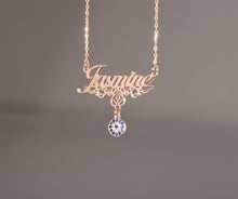 Load image into Gallery viewer, SilverGoldandRose Personalized Evil Eye Necklace with Custom Birthstones in Gold or Silver