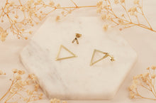 Load image into Gallery viewer, Triangle Ear Jacket Earrings with Dazzling Geometric Design