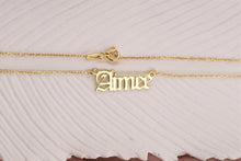 Load image into Gallery viewer, GoldGlow Personalized 14k Gold Old English Name Necklace - Custom Gothic Style Gift