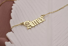Load image into Gallery viewer, GoldGlow Personalized 14k Gold Old English Name Necklace - Custom Gothic Style Gift