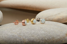 Load image into Gallery viewer, Luxe Aura 14K Gold White Opal Stud Earrings - Dainty Elegance for Every Occasion