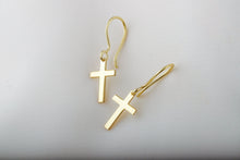 Load image into Gallery viewer, Shimmering 14k Gold Cross Earrings - Dazzling Faith-Inspired Elegance