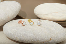 Load image into Gallery viewer, Luxe Aura 14K Gold White Opal Stud Earrings - Dainty Elegance for Every Occasion