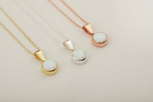 Load image into Gallery viewer, 14K Gold White Opal Charm Necklace - Dainty Unique Pendant in Sterling Silver, Gold &amp; Rose Gold for Birthdays