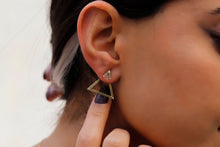 Load image into Gallery viewer, Triangle Ear Jacket Earrings with Dazzling Geometric Design