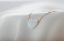 Load image into Gallery viewer, Opal Essence Heart-Shaped White Opal Necklace for Timeless Elegance