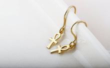 Load image into Gallery viewer, Ankh Symbol Earrings - Handmade 14K Gold, Sterling Silver, Rose Gold
