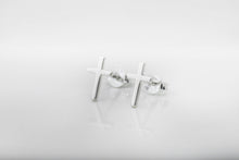 Load image into Gallery viewer, Cross Stud Earrings in 925 Sterling Silver by SilverGoldandRose