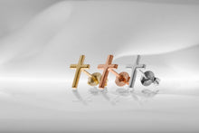 Load image into Gallery viewer, Cross Stud Earrings in 925 Sterling Silver by SilverGoldandRose