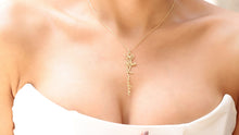 Load image into Gallery viewer, Personalized Vertical Birth Flower Name Necklace in Gold | Custom Dainty Jewelry Gift for Her