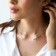 Load image into Gallery viewer, Personalized Two-Name Necklace in 14K Gold, Sterling Silver &amp; Rose Gold with Diamonds and Birthstones | Custom Jewelry