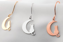 Load image into Gallery viewer, Lunar Cat Dangle Earrings – Enchanting Moonlit Design for Cat Lovers