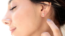 Load image into Gallery viewer, Cross Stud Earrings in 925 Sterling Silver by SilverGoldandRose