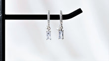 Load image into Gallery viewer, SilverGoldandRose Diamond Baguette Hoops - Dainty Charm Earrings for Bridesmaids