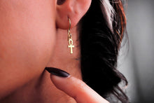 Load image into Gallery viewer, Ankh Symbol Earrings - Handmade 14K Gold, Sterling Silver, Rose Gold