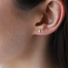 Load image into Gallery viewer, Gold Mini Number Stud Earrings | Personalized Dainty Silver Minimalist Designs